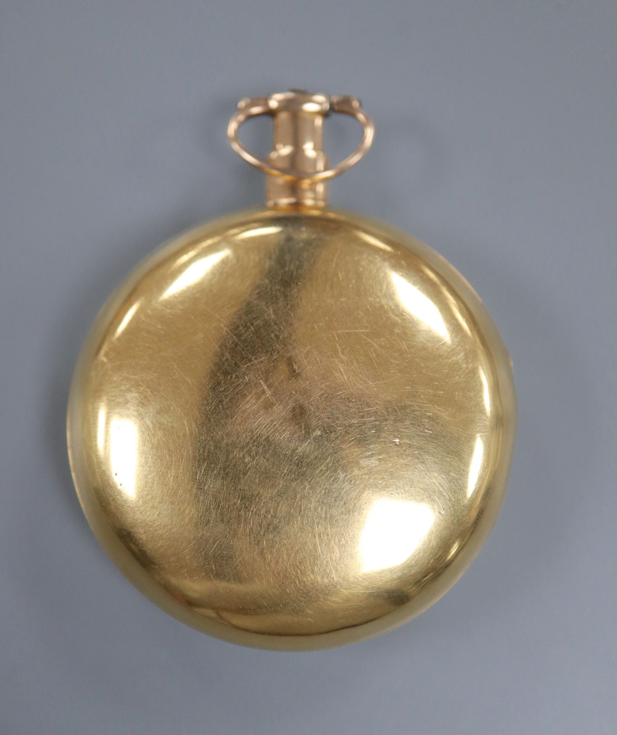 A George III 18ct gold hunter keywind duplex pocket watch by George Yonge, Strand, (a.f.),